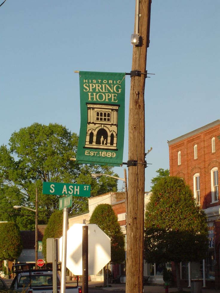 Historic Spring Hope banner near South Ash Street